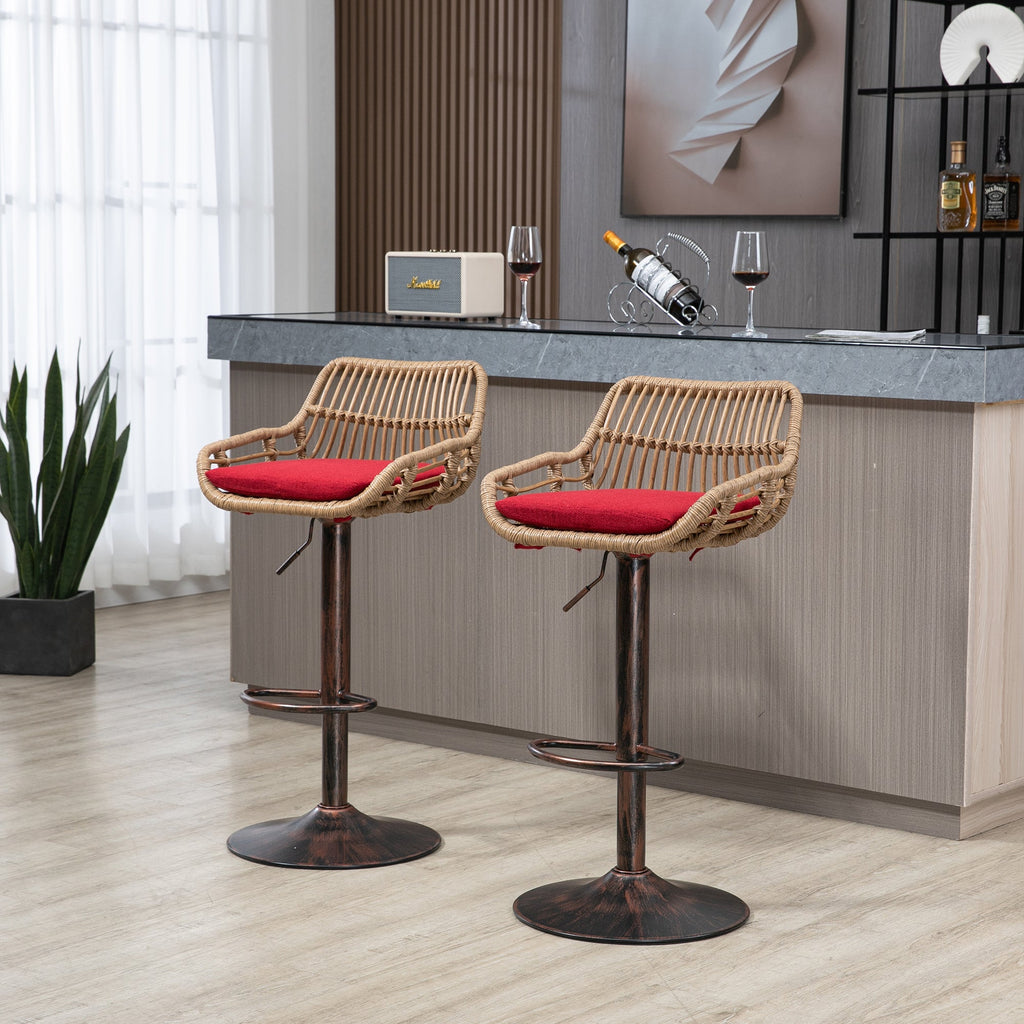 Modern Swivel Bar Stools Set of 2 Adjustable Counter Height Chairs