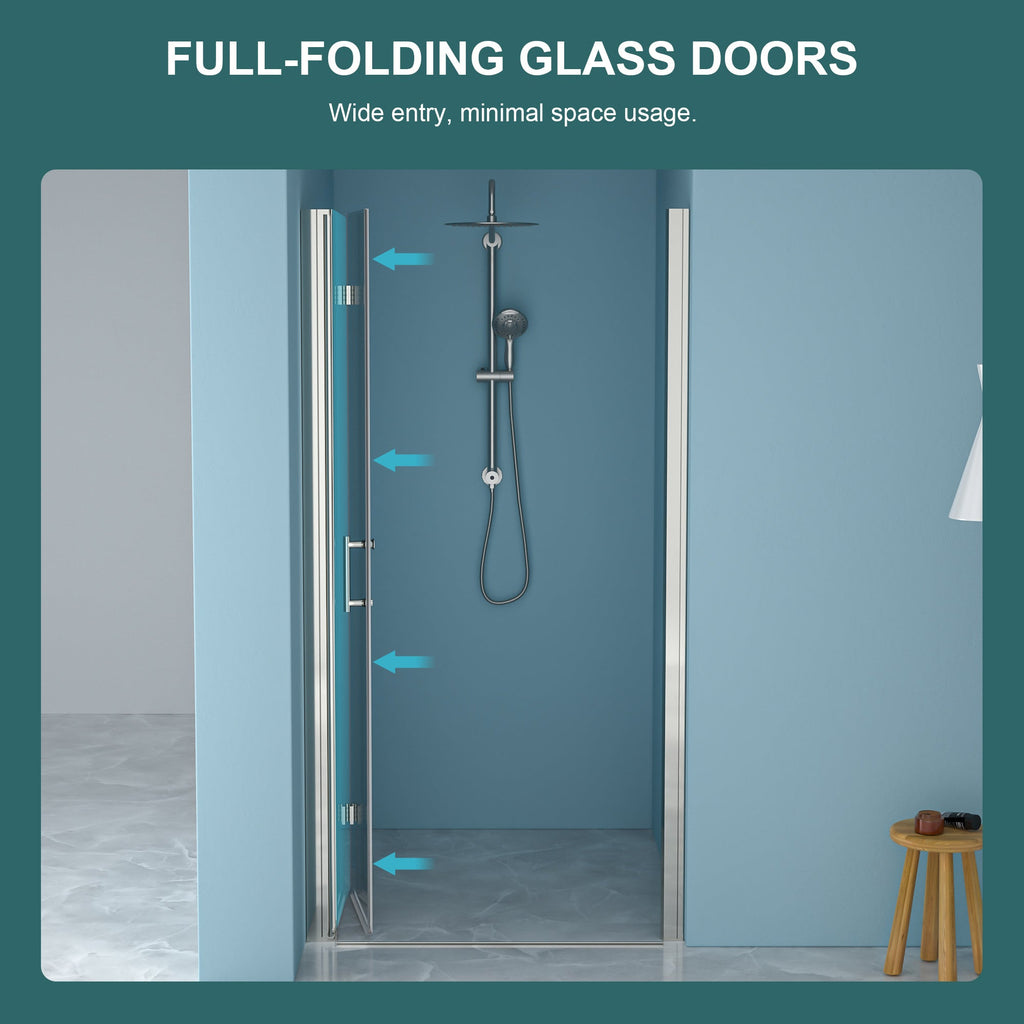 34"W x 72"H Frameless Shower Door with Tempered Glass