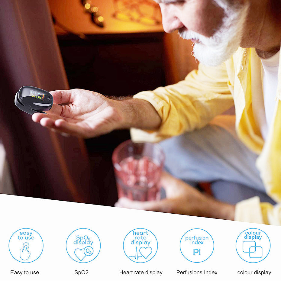 Fingertip Pulse Oximeter - OLED Display Blood Oxygen Saturation & Heart Rate Monitor With Perfusion Index