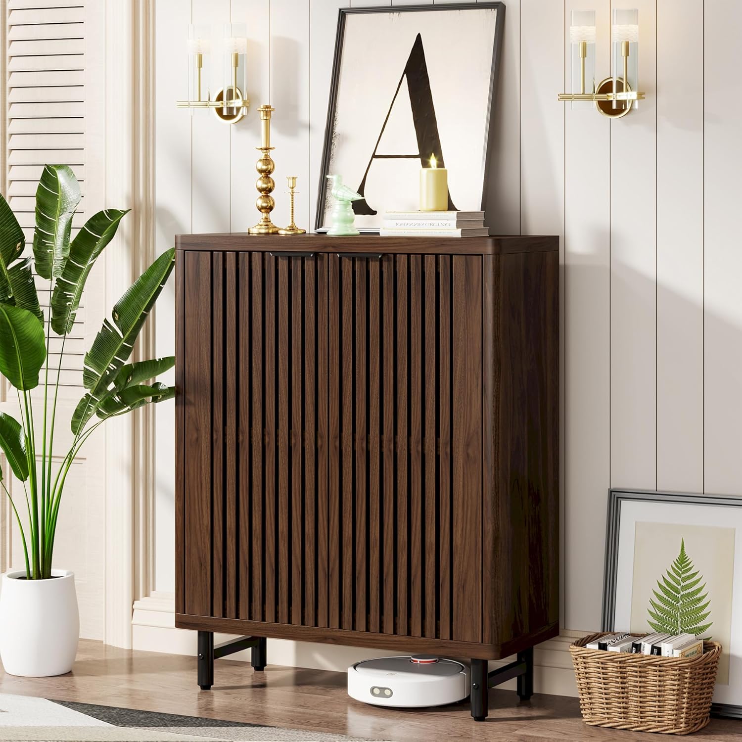 33.46" Modern Dark 6-Tier Shoe Cabinet