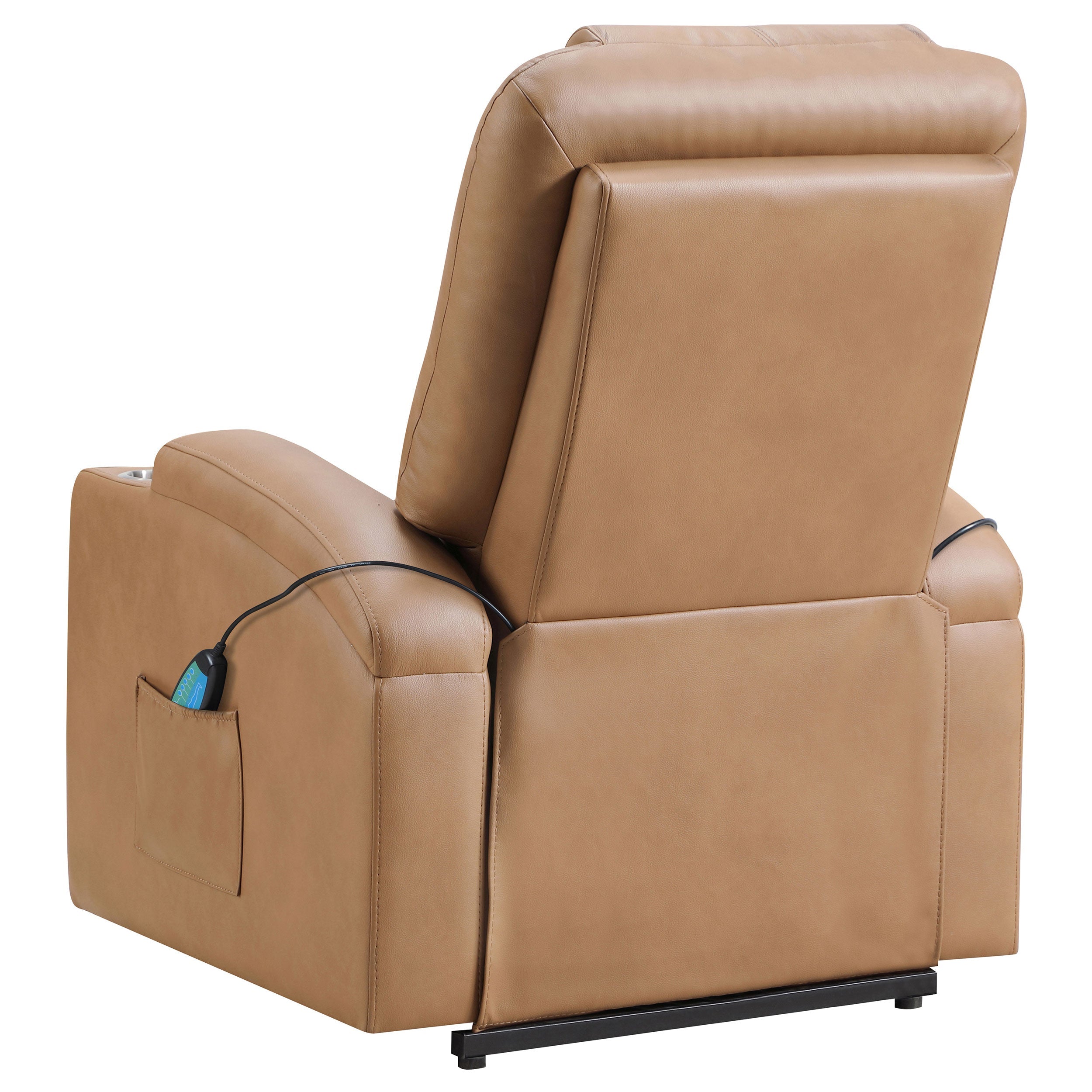 Macklin Camel Upholstered Power Lift Massage Recliner