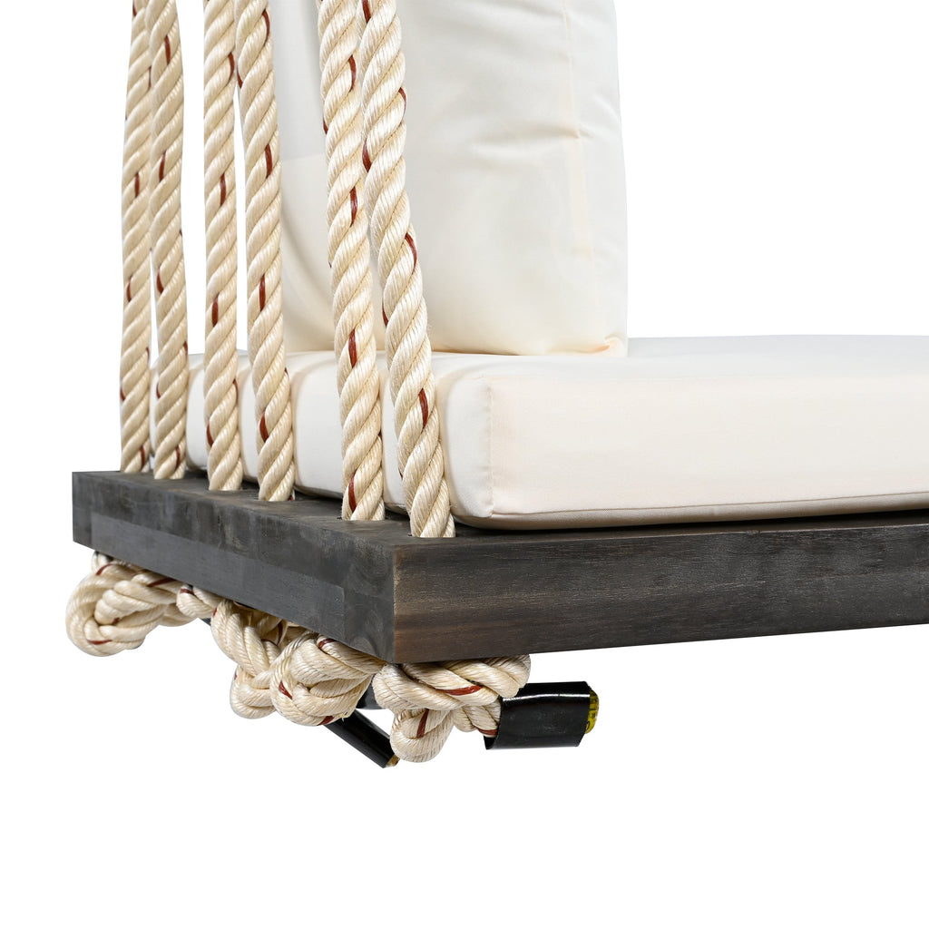 TOPMAX Patio Wooden Swing Chair, Hanging Porch Swing Bench