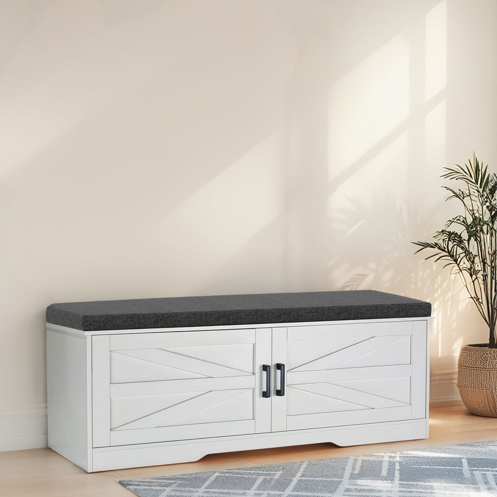 2-Tier Storage Bench with Padded Seat Cushion