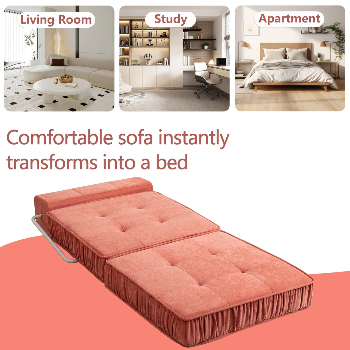 Orange Folding Sofa - Convertible Chair for Home
