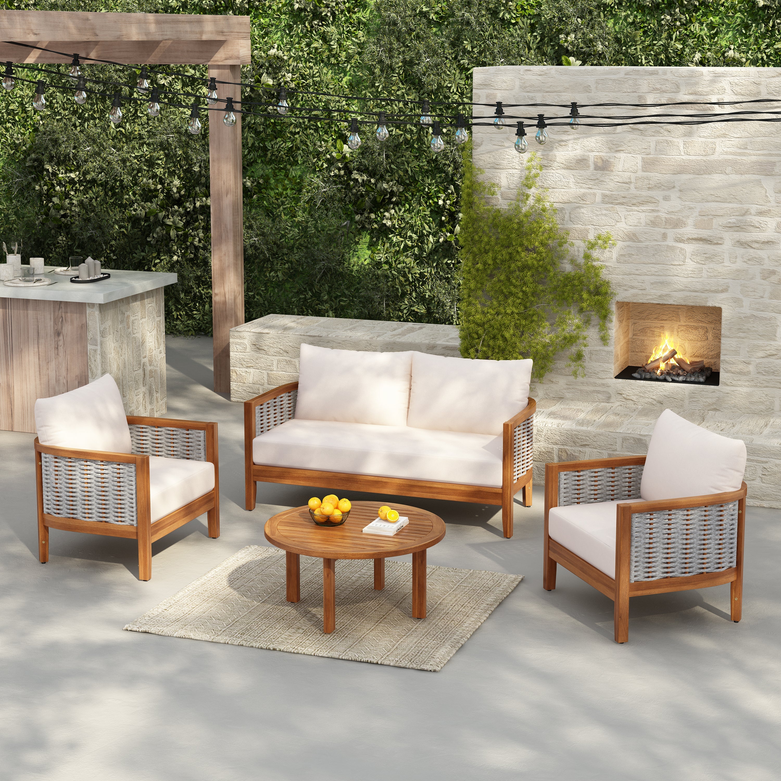 Outdoor Unique Tub Design 4-Seat Sofa Set