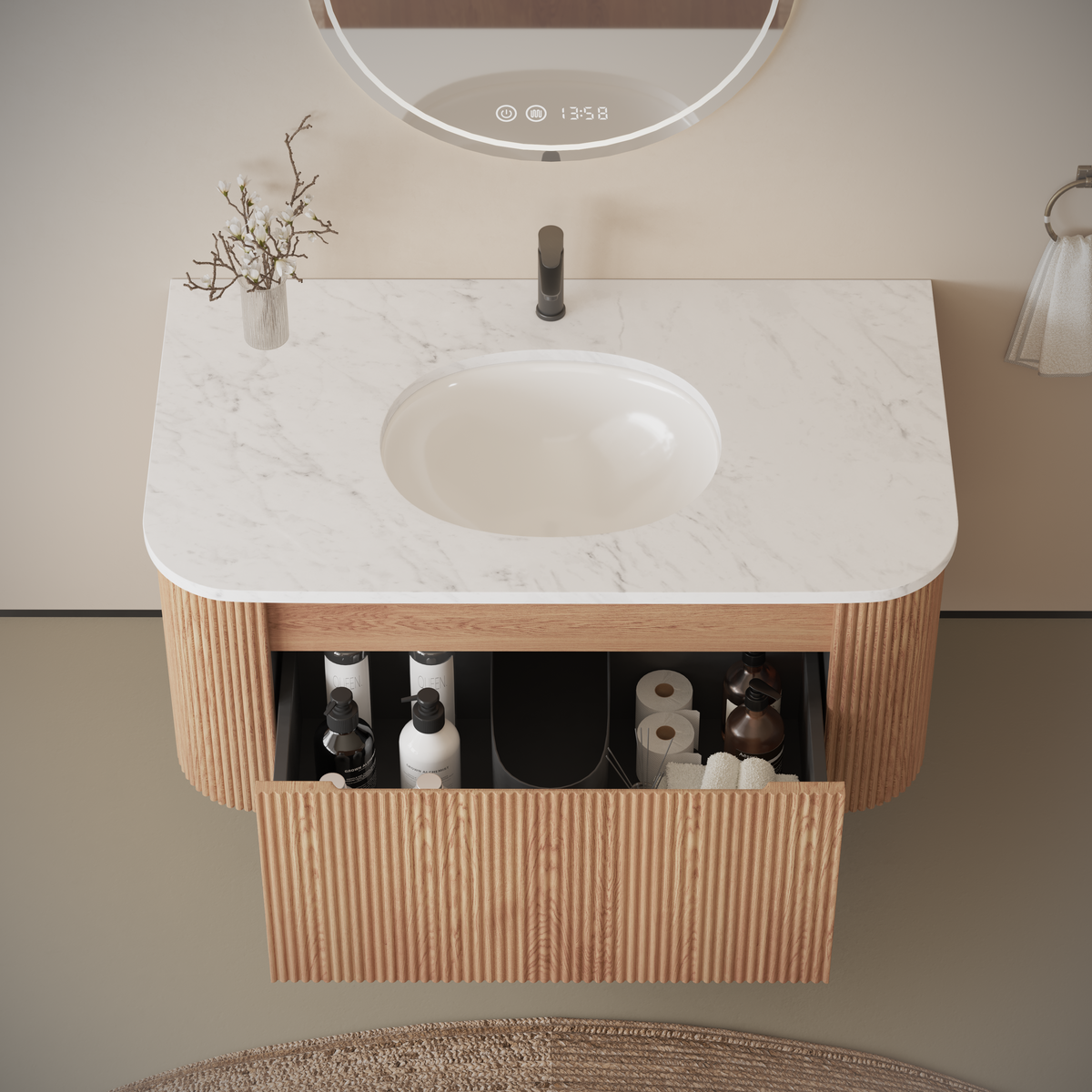 Arcora 36 Inch Wall Mounted Bathroom Vanity