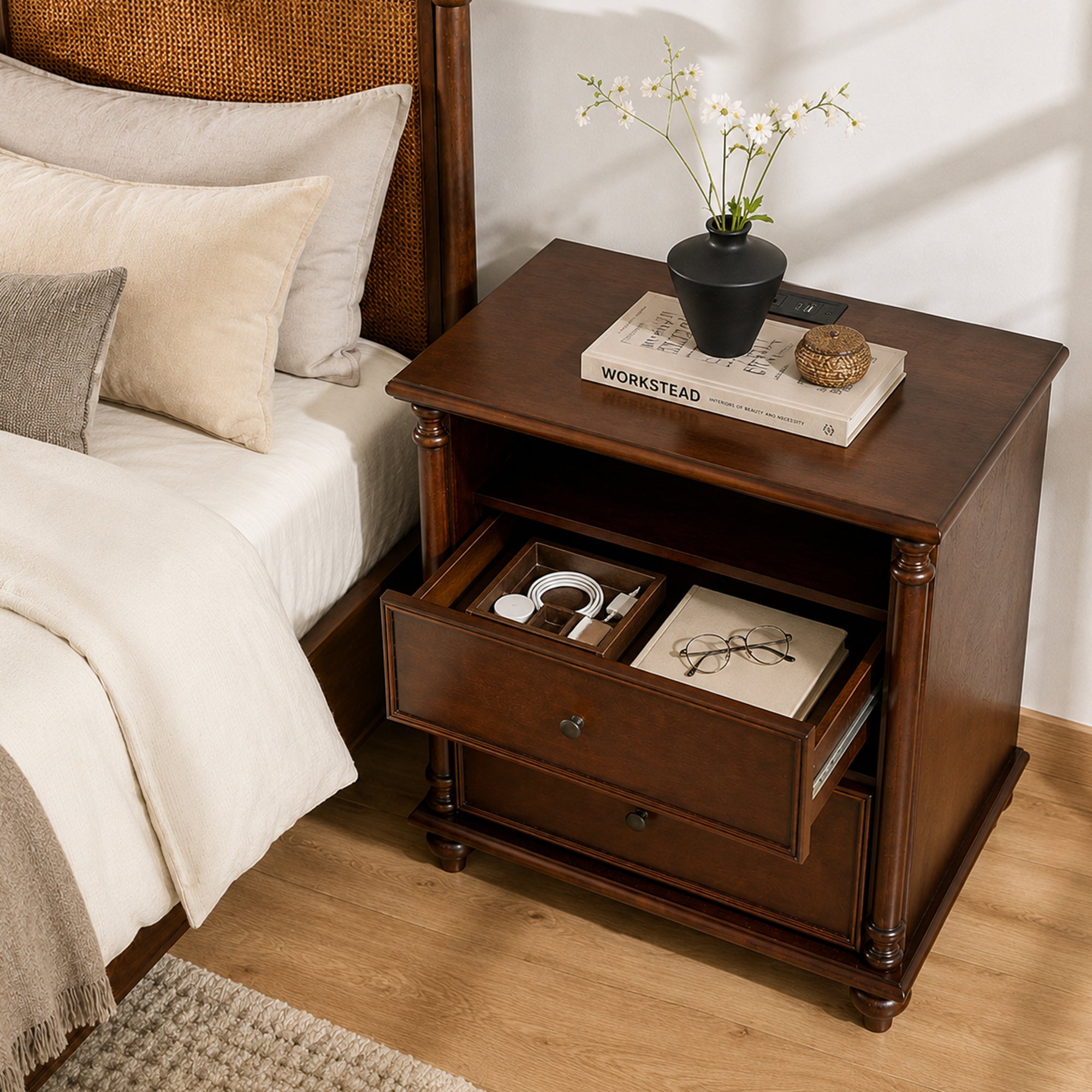 28" Nightstand with Charging Station