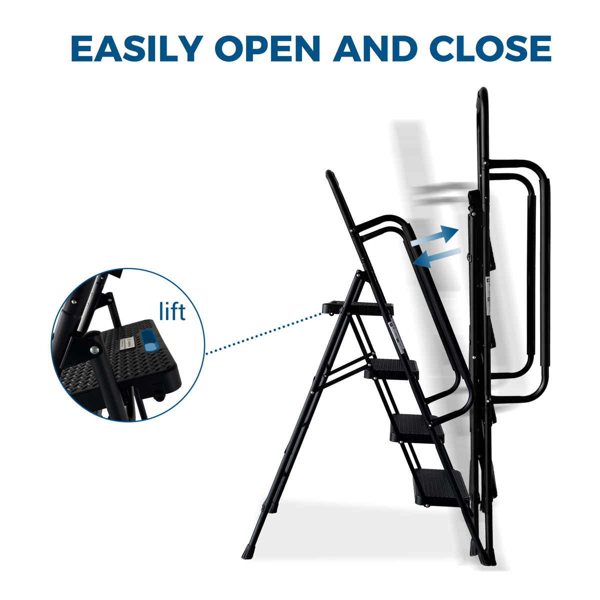 4 Step Ladder with Wide Anti-Slip Pedal