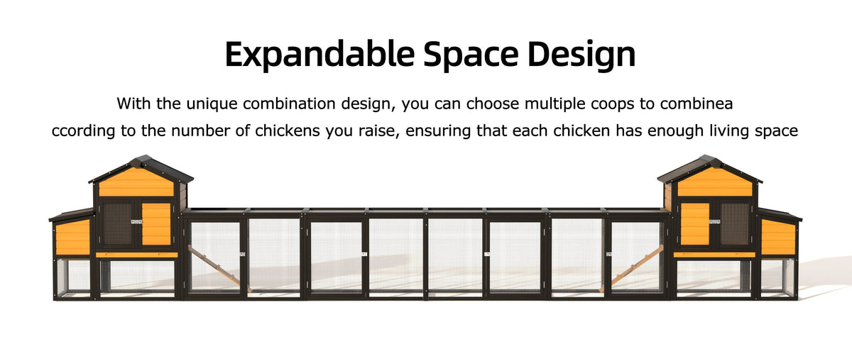 119.5” Outdoor Wooden Chicken Coop with Run
