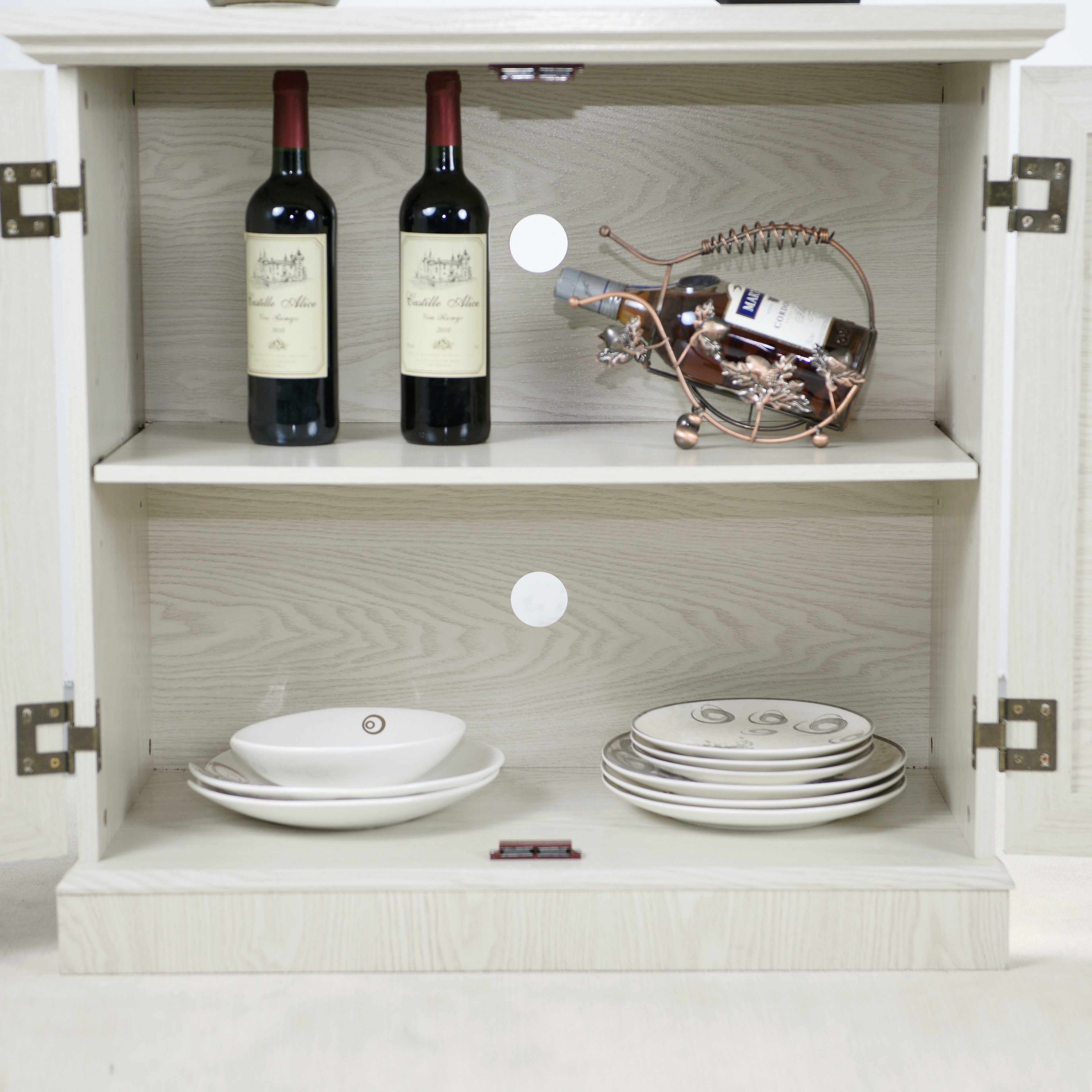 Storage Sideboard Cabinet with Decorative Acrylic Mirrored Doors