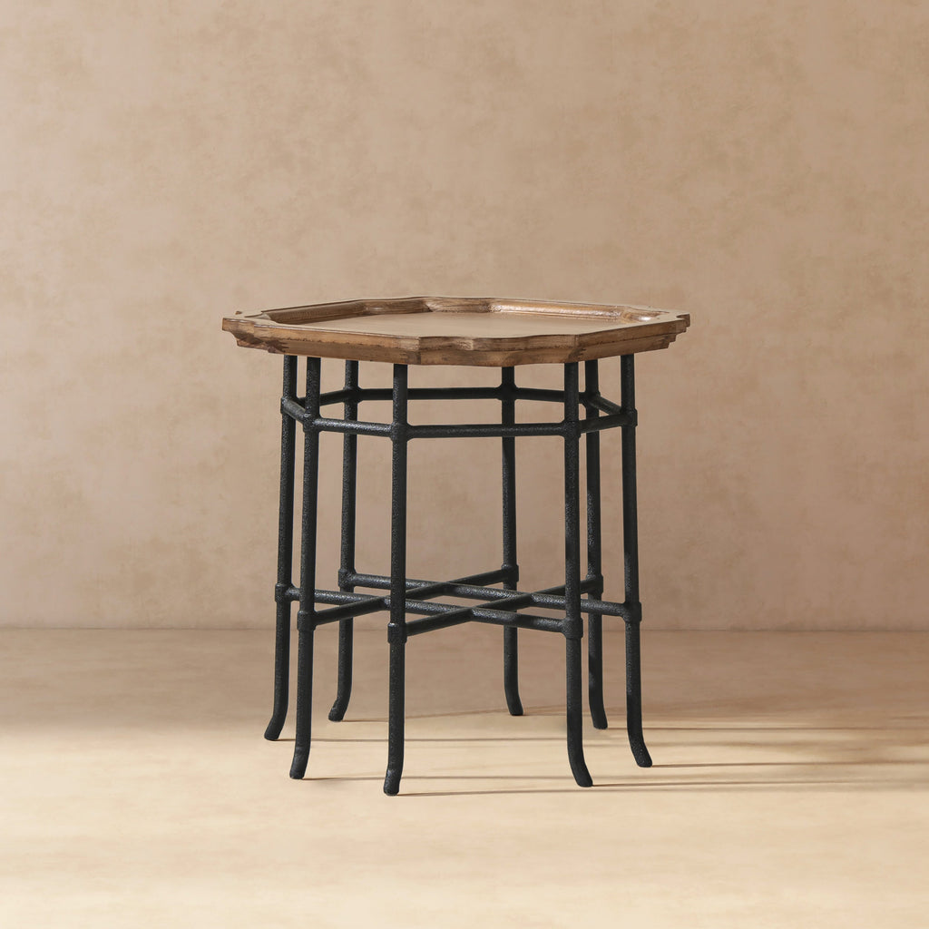Foundry 24" Square Reclaimed Pine Wood & Iron Side Table