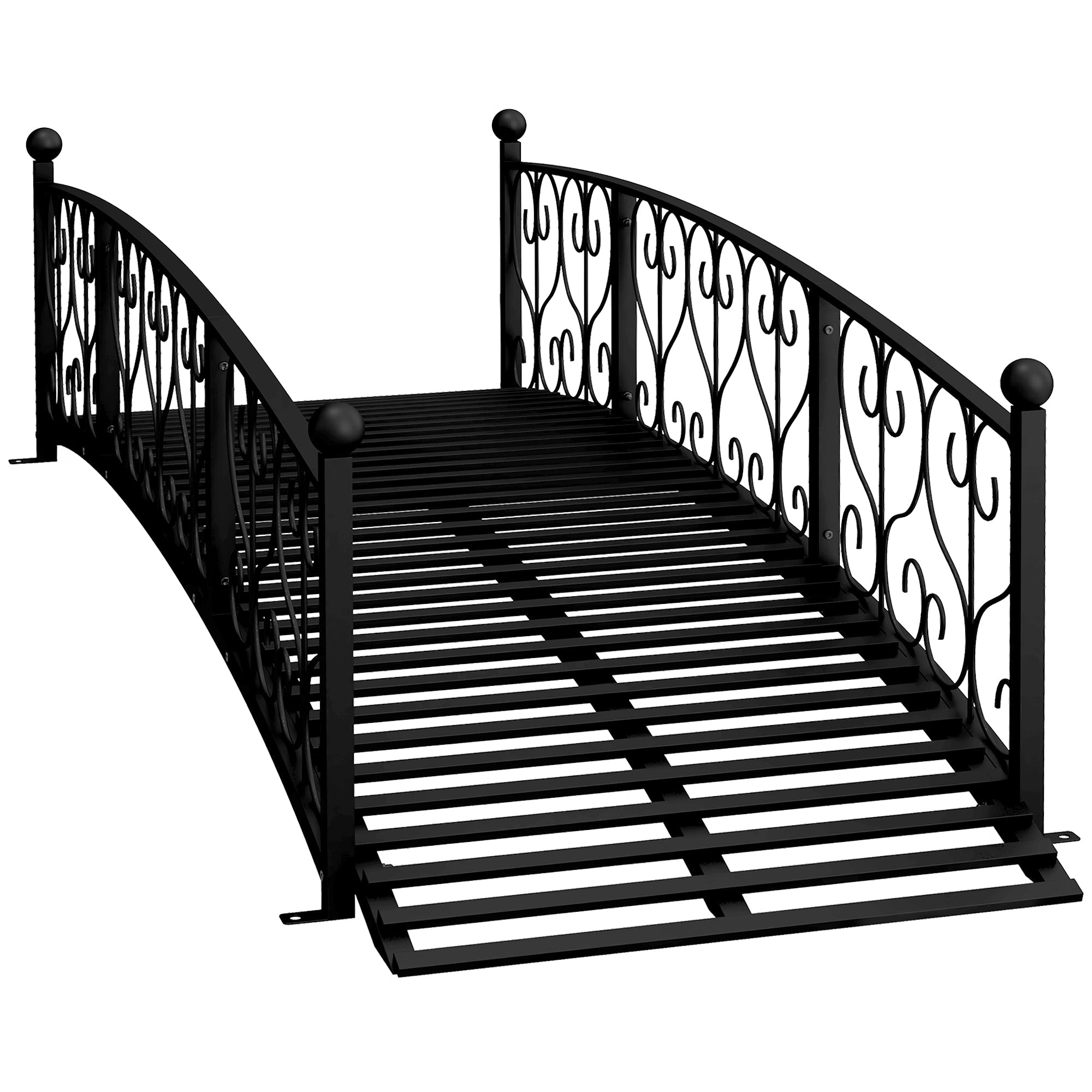 Outsunny 7' Metal Arch Garden Bridge with Safety Siderails