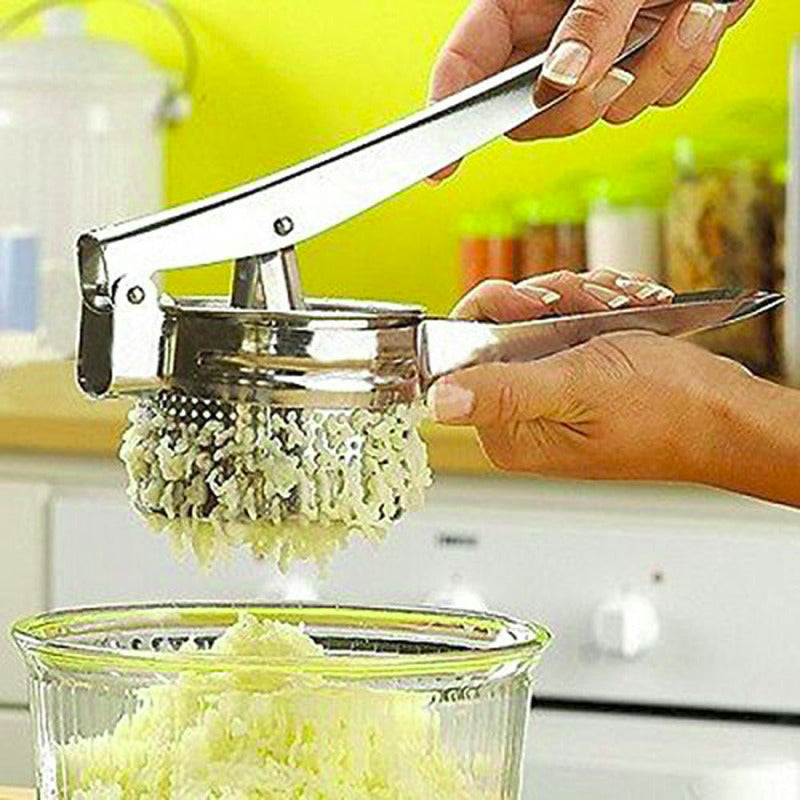 Stainless Steel Garlic Press — Heavy Duty Manual Garlic Mincer & Crusher