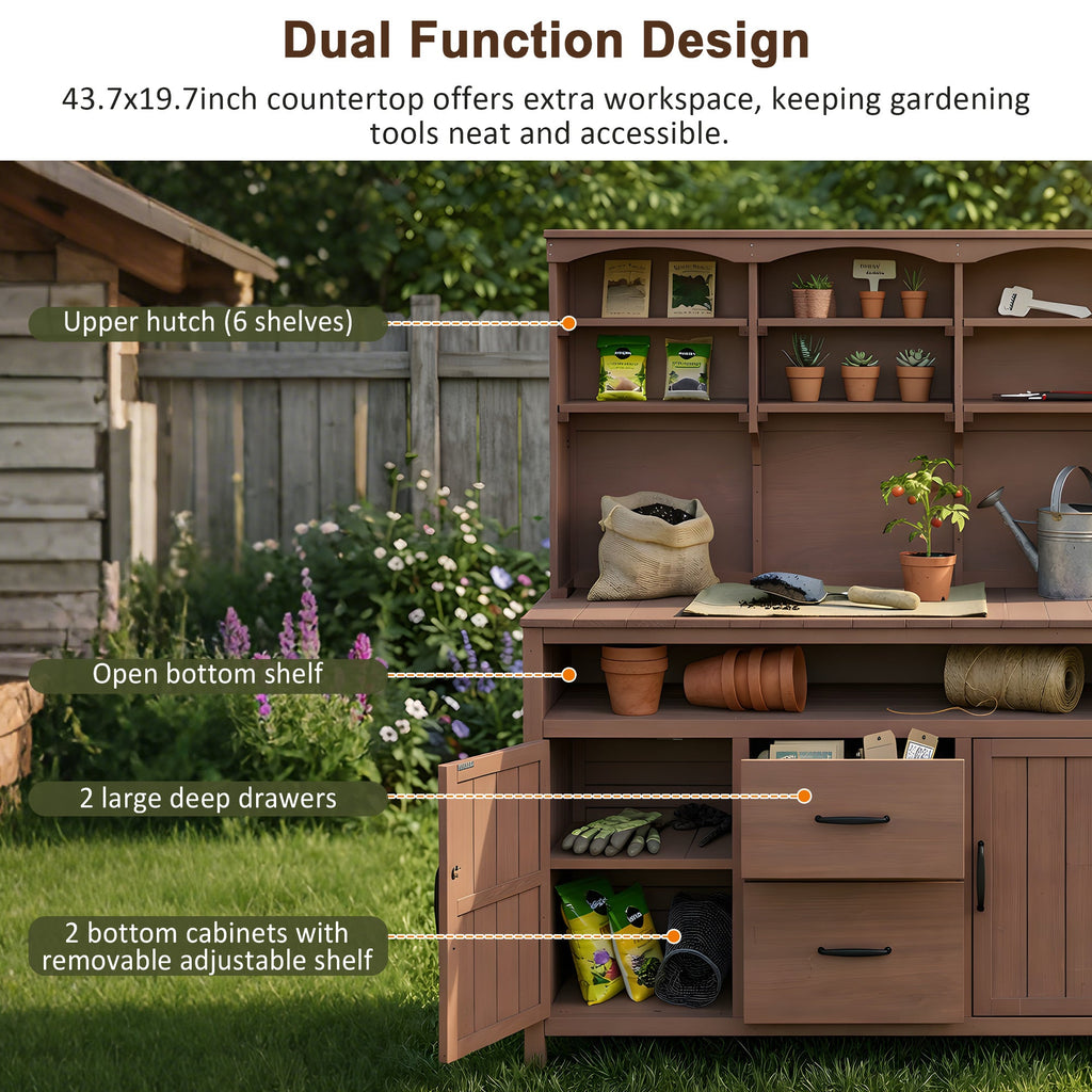 TOPMAX Large Fir Wood Potting Bench