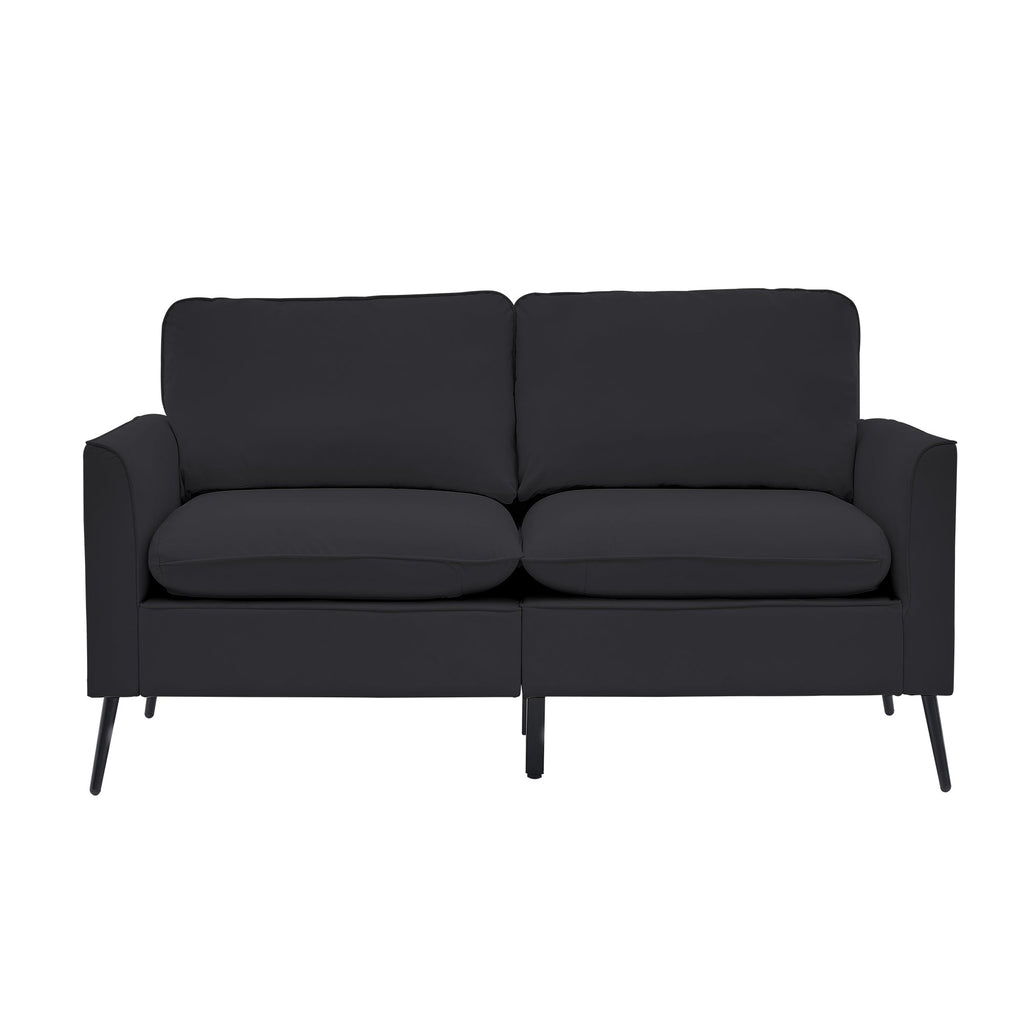 TS Cat Paw Leather Upholstered Sofa Loveseat - Black