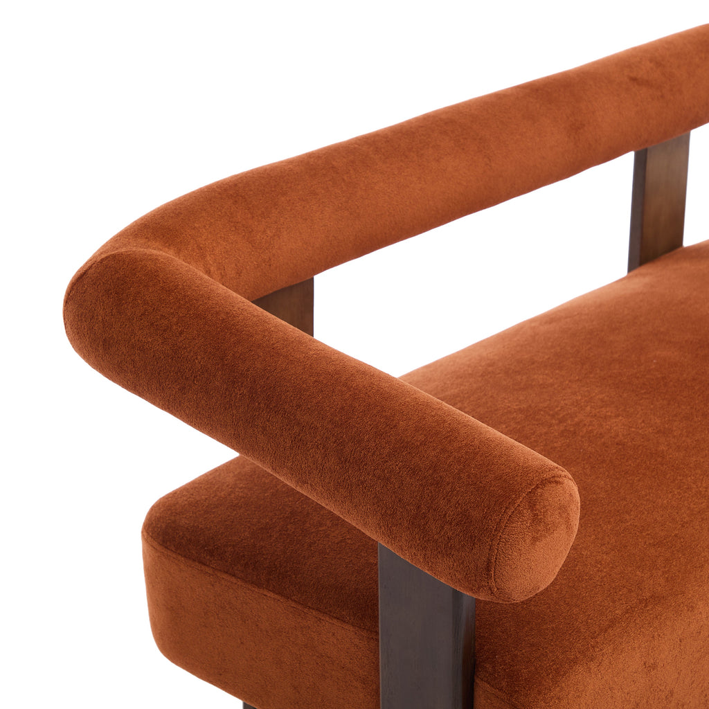 Round Armrest Loveseat (Dark Orange + Brown)