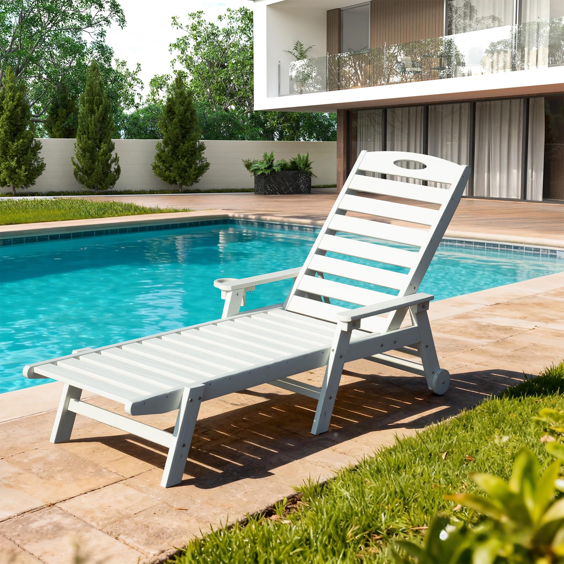 Patio Lounge Chair Outdoor with Reclining Backrest