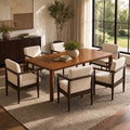Mid-Century 7-Piece Dining Table Set, 70" Rubber Wood