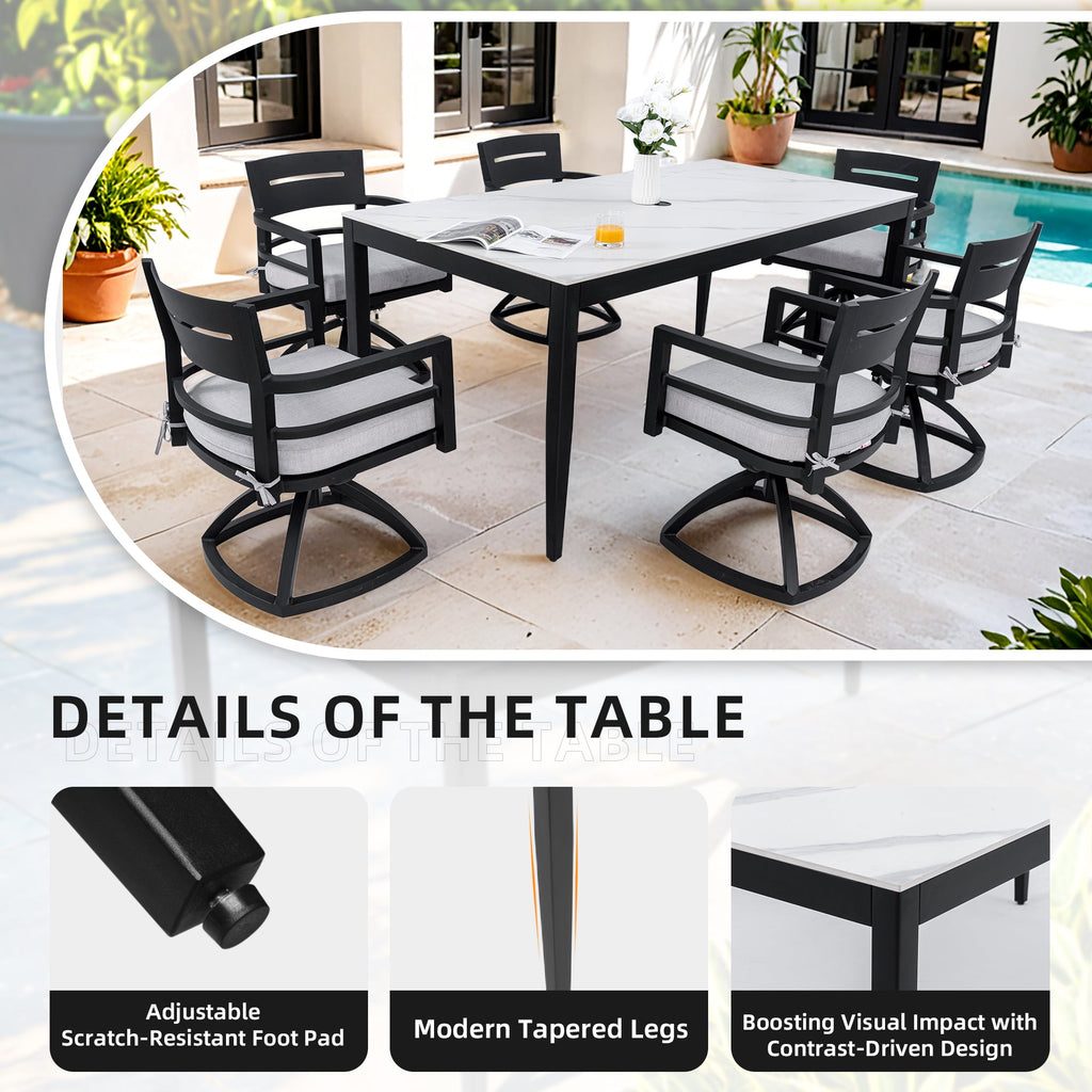Modern 7PC Outdoor Aluminum Dining Set
