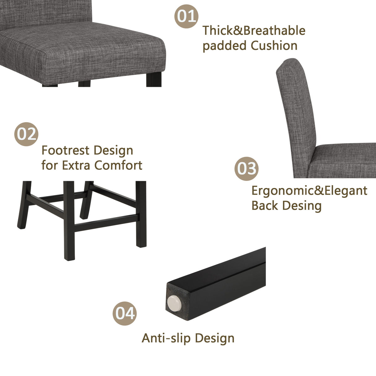 5-Piece Counter Height Table Set with 4 Chairs