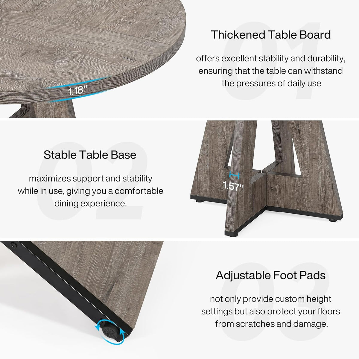 47" Round Farmhouse Dining Table – Rustic