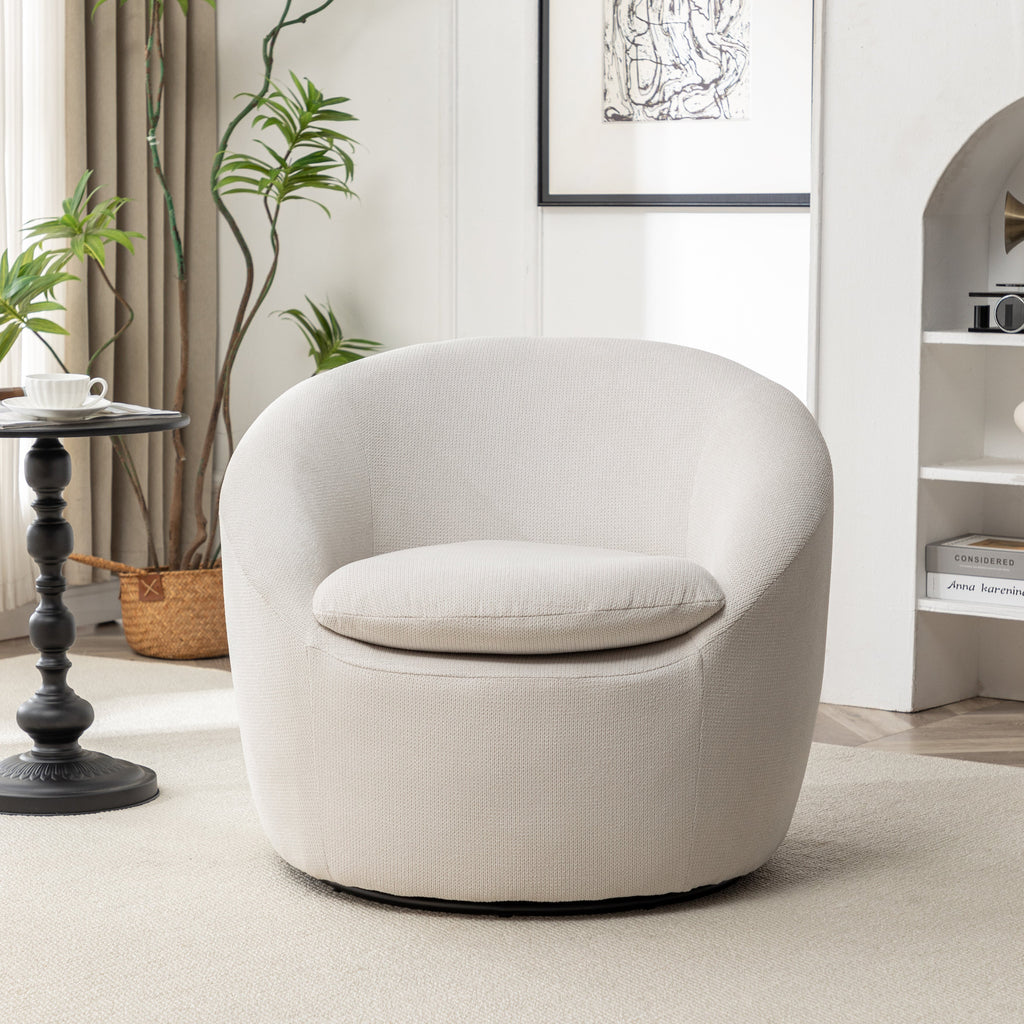 Winnie Modern Teddy Fabric Barrel Chair, 360° Swivel
