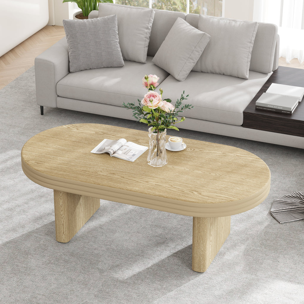 Mid Century Modern Oval Fluted Coffee Table