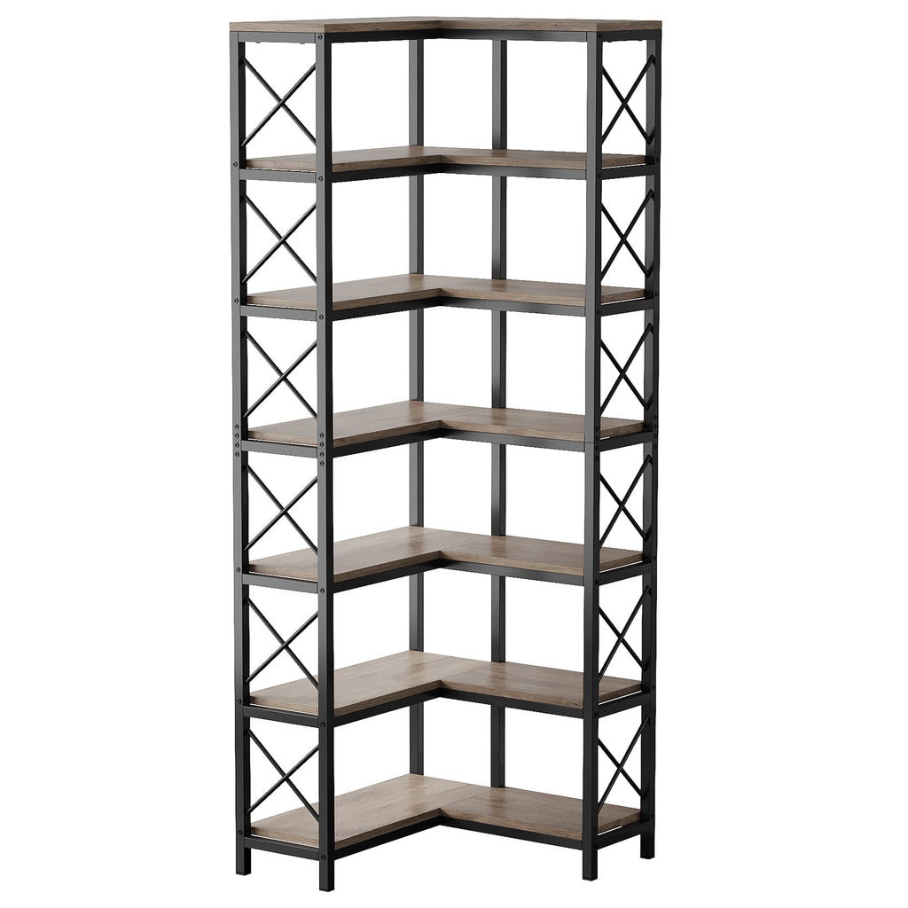 79.53" Tall 7-Tier Large Corner Bookshelf