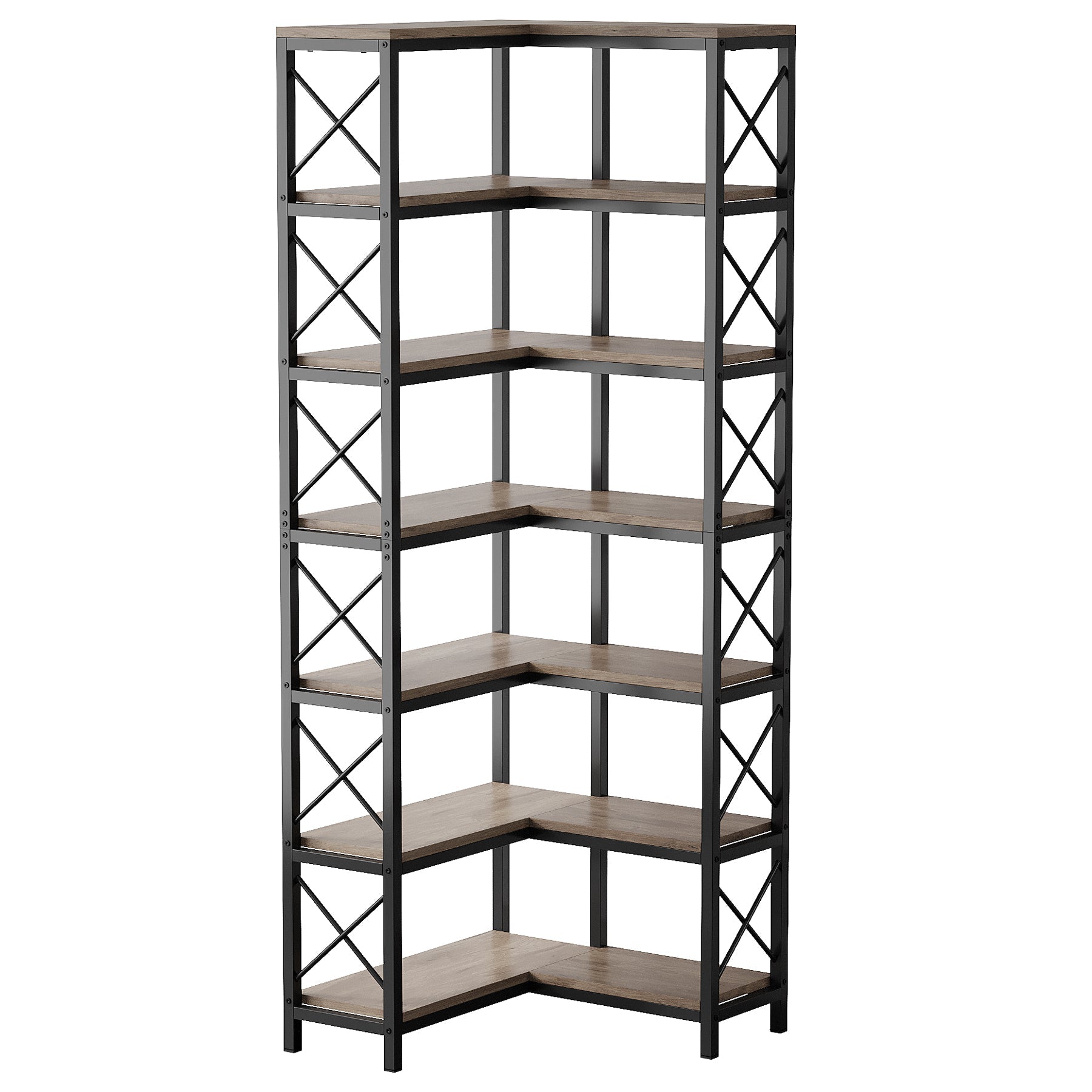 79.53" Tall 7-Tier Large Corner Bookshelf