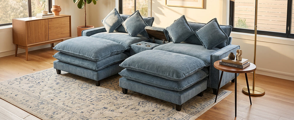111" Sectional Sofa Chenille Upholstered Sofa
