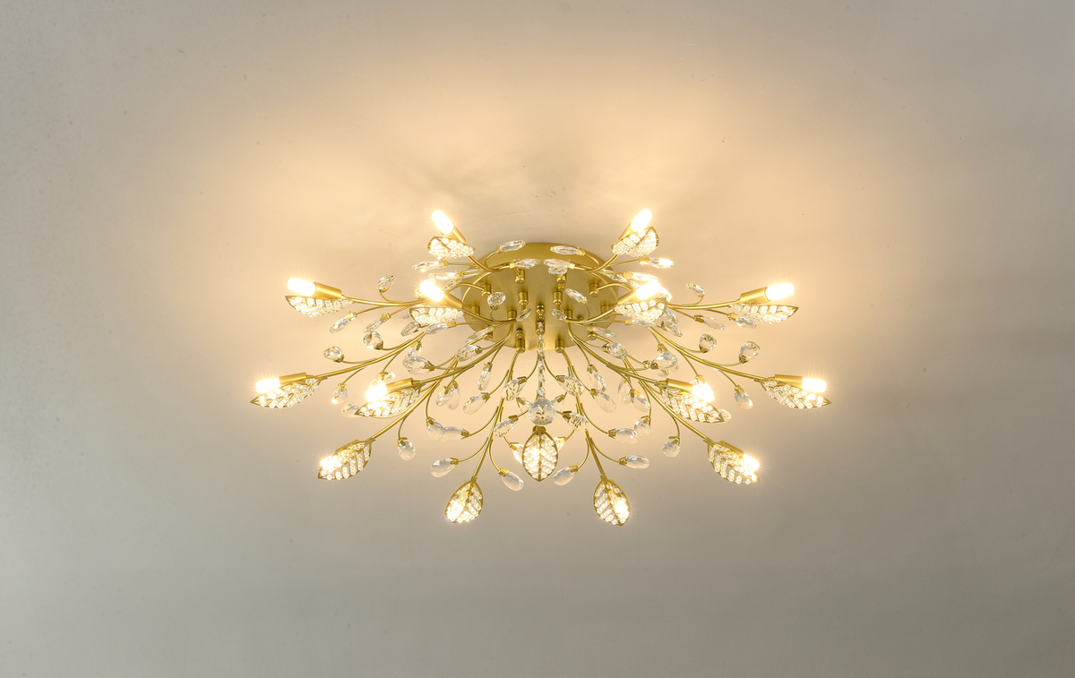 15-Light Chandelier Crystal Ceiling Lamp
