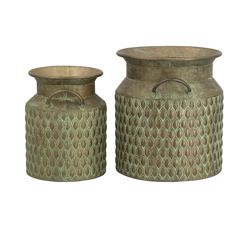 S/2 Iron Milk Jug Planters with Textured Finish