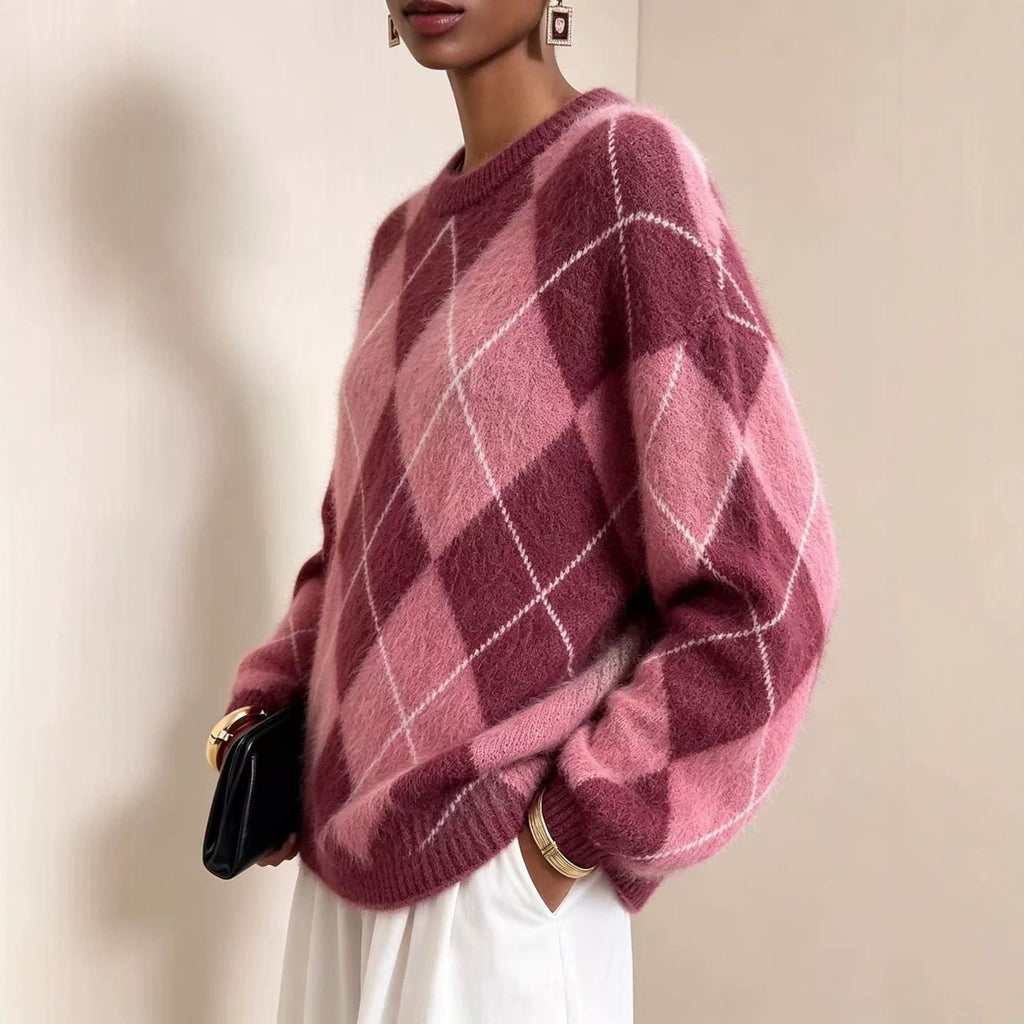 Women's Loose-fitting Mink Fur Crew-neck Sweater