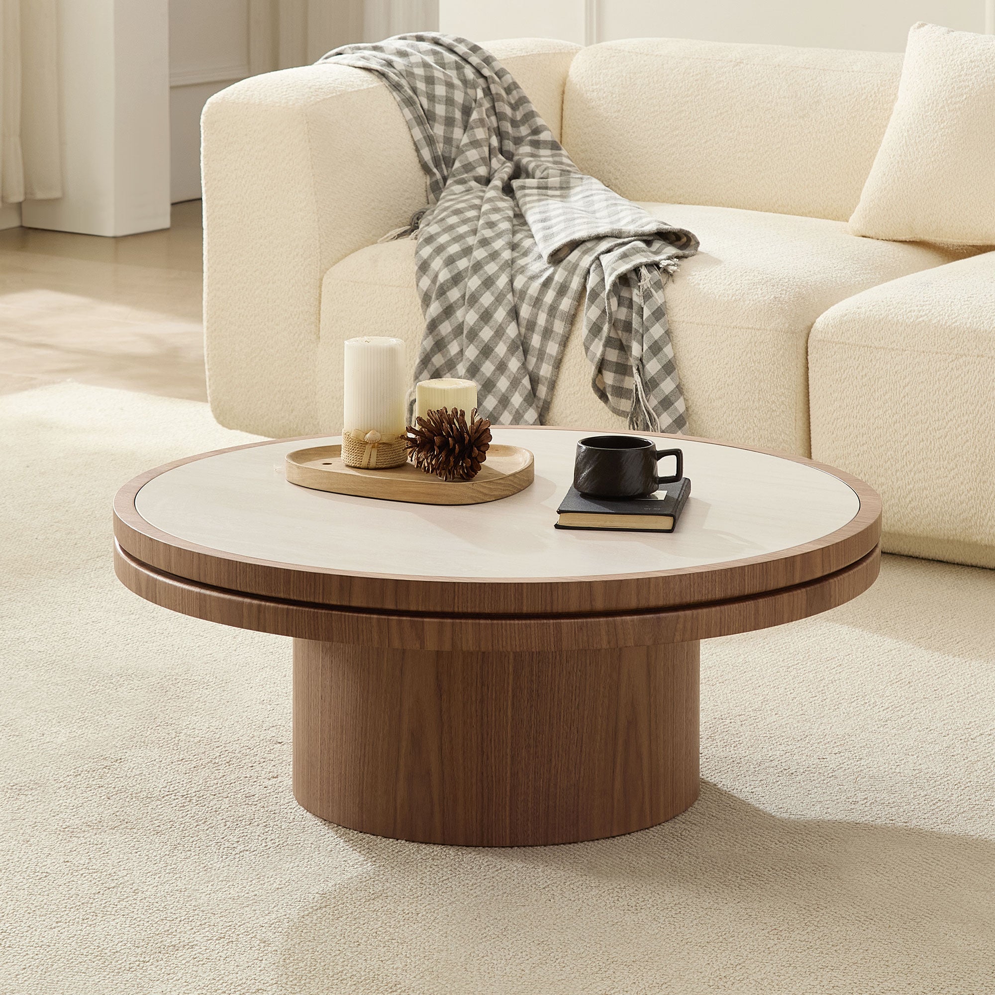 35.43 Inch Coffee Table with Sintered Stone Tabletop