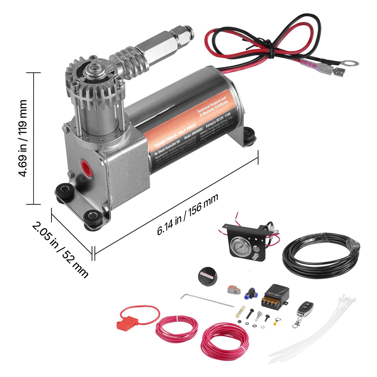 Air Shock Controller Kit 12V 100PSI On Board Air Compressor System