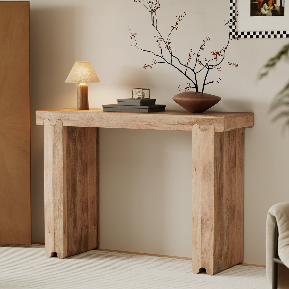 TREXM Farmhouse Mango Wood Console Table