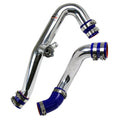 HPS Performance HPS Intercooler Hot Charge Pipe and Cold Side with Blue Hoses 15-17 Ford Mustang Ecoboost 2.3L Turbo, Polish