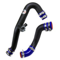 HPS Performance HPS Intercooler Hot Charge Pipe and Cold Side with Blue Hoses 15-17 Ford Mustang Ecoboost 2.3L Turbo, Black