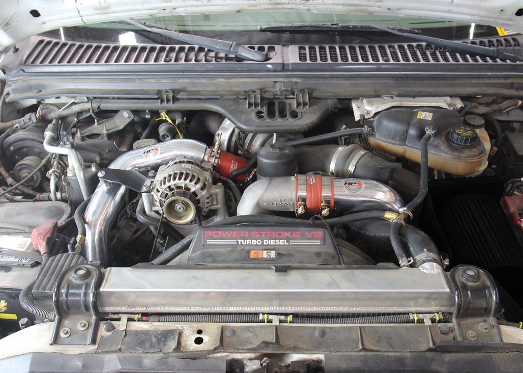 HPS Hot & Cold Side Charge Pipe with Intercooler Boots Kit, 03-07 Ford F450 Superduty Powerstroke 6.0L Diesel Turbo, Red