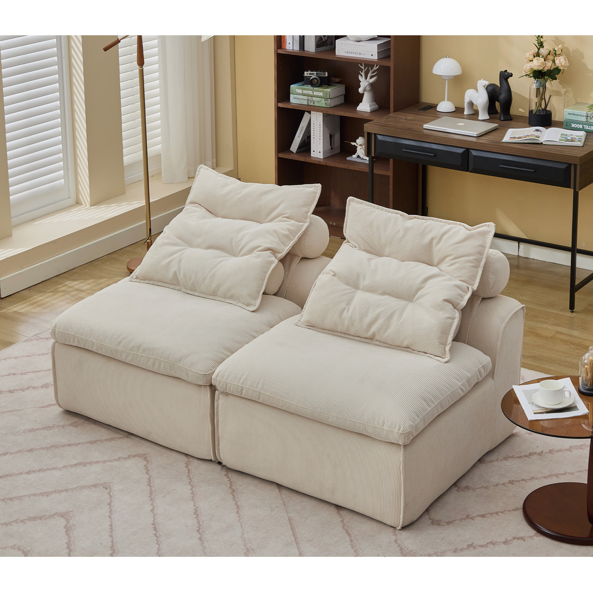 Modular Sofa with Soft Corduroy Fabric