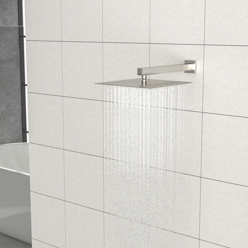 16" Wall Mounted Shower Arm with Flange, Brushed Nickel