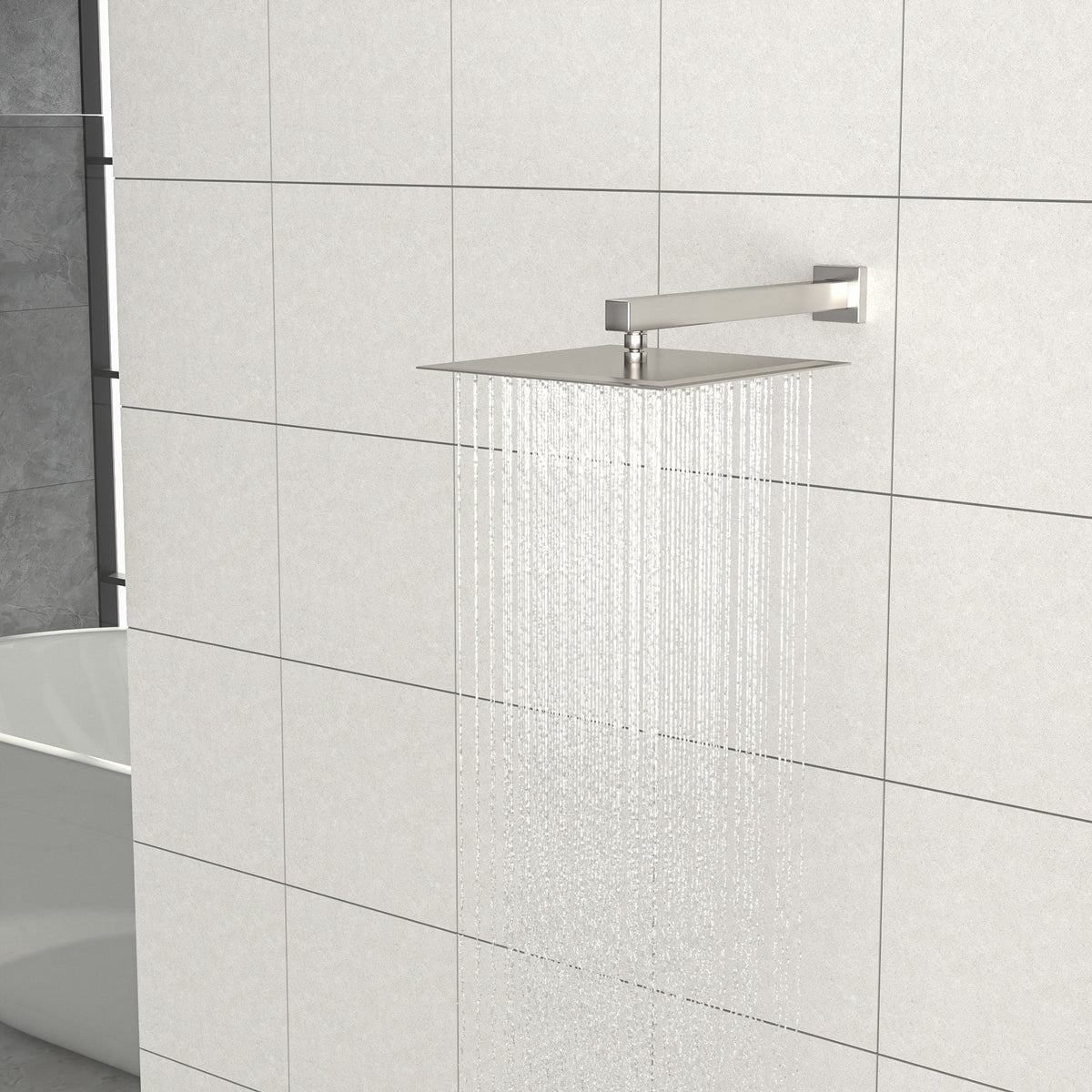 16" Wall Mounted Shower Arm with Flange, Brushed Nickel