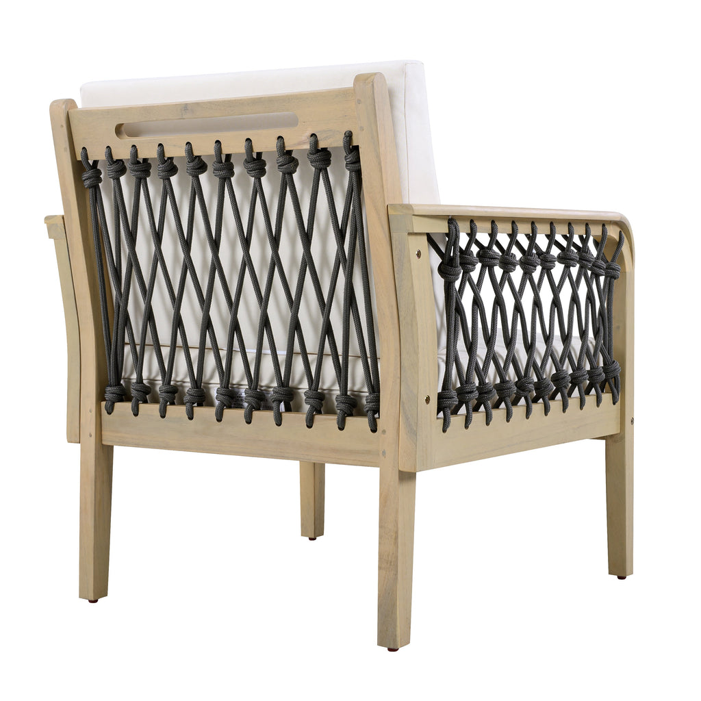 Outdoor Acacia Wood Club Chair with Handwoven Rope (Set of 2)