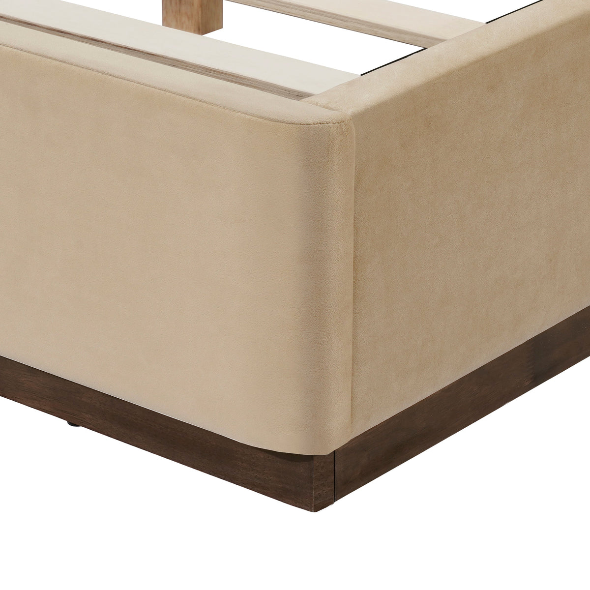 Queen Size Upholstered Bed Frame With Velvet Fabric