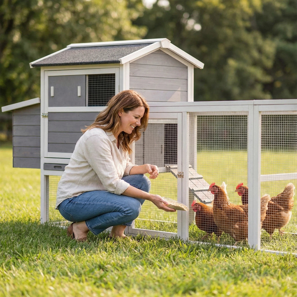 Gray Wooden Chicken Coop