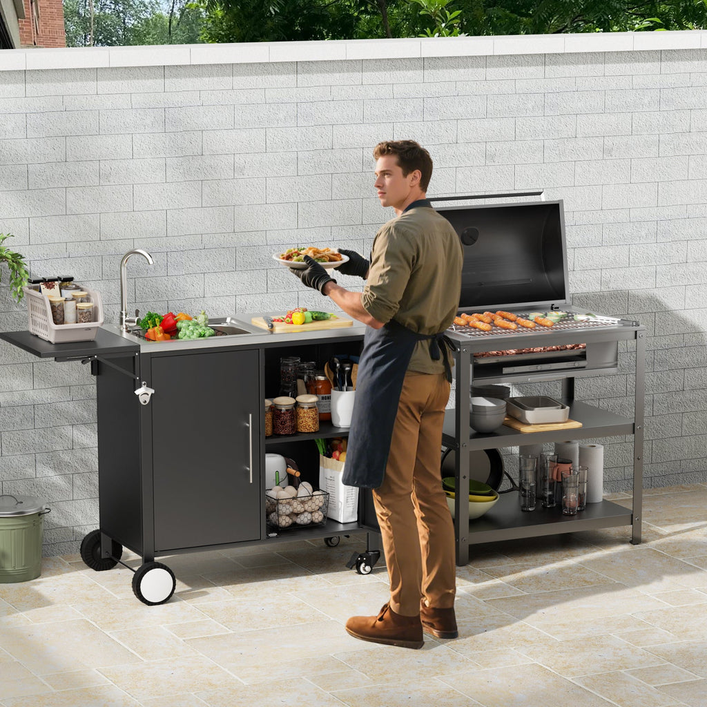 Outdoor Grill Table with Sink