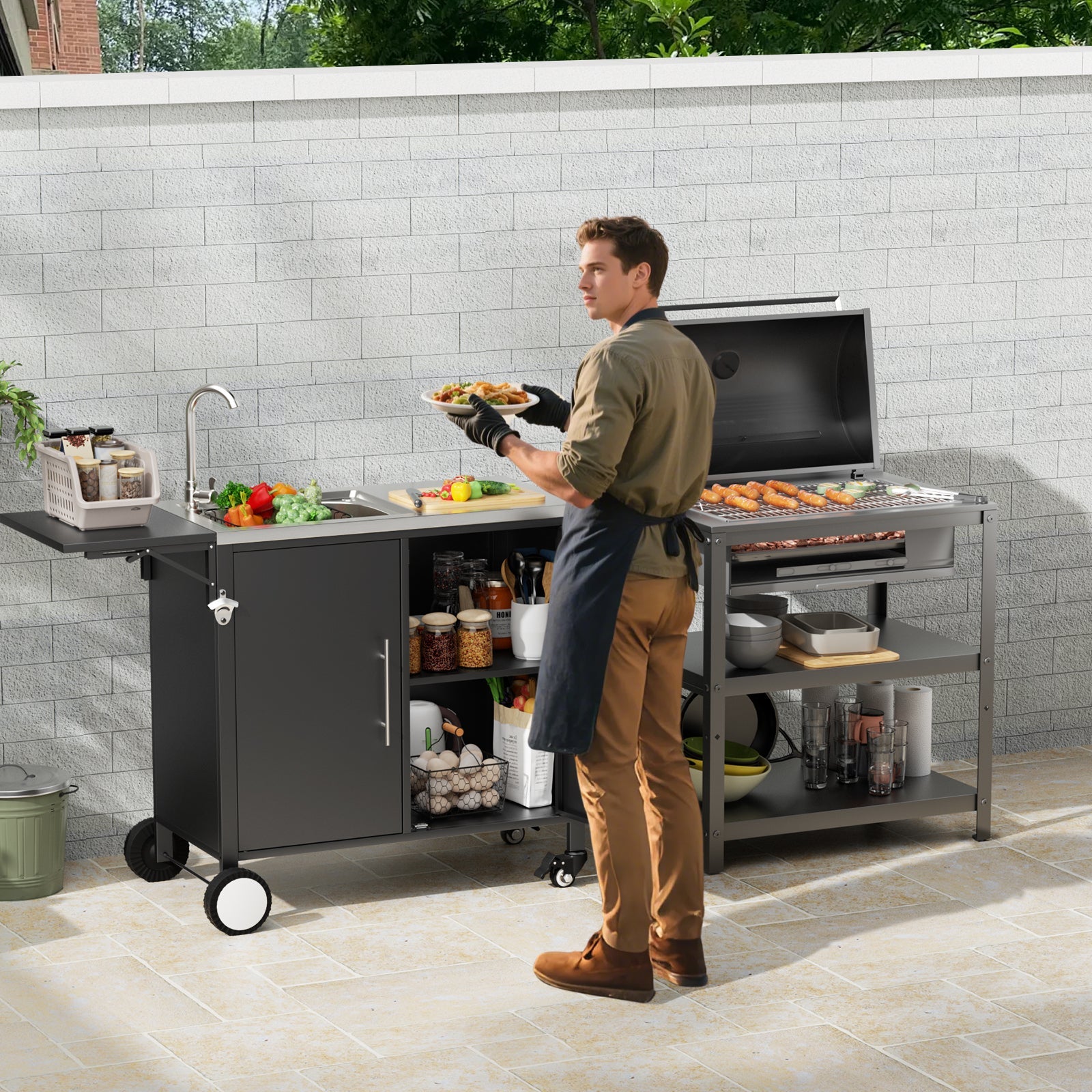Outdoor Grill Table with Sink