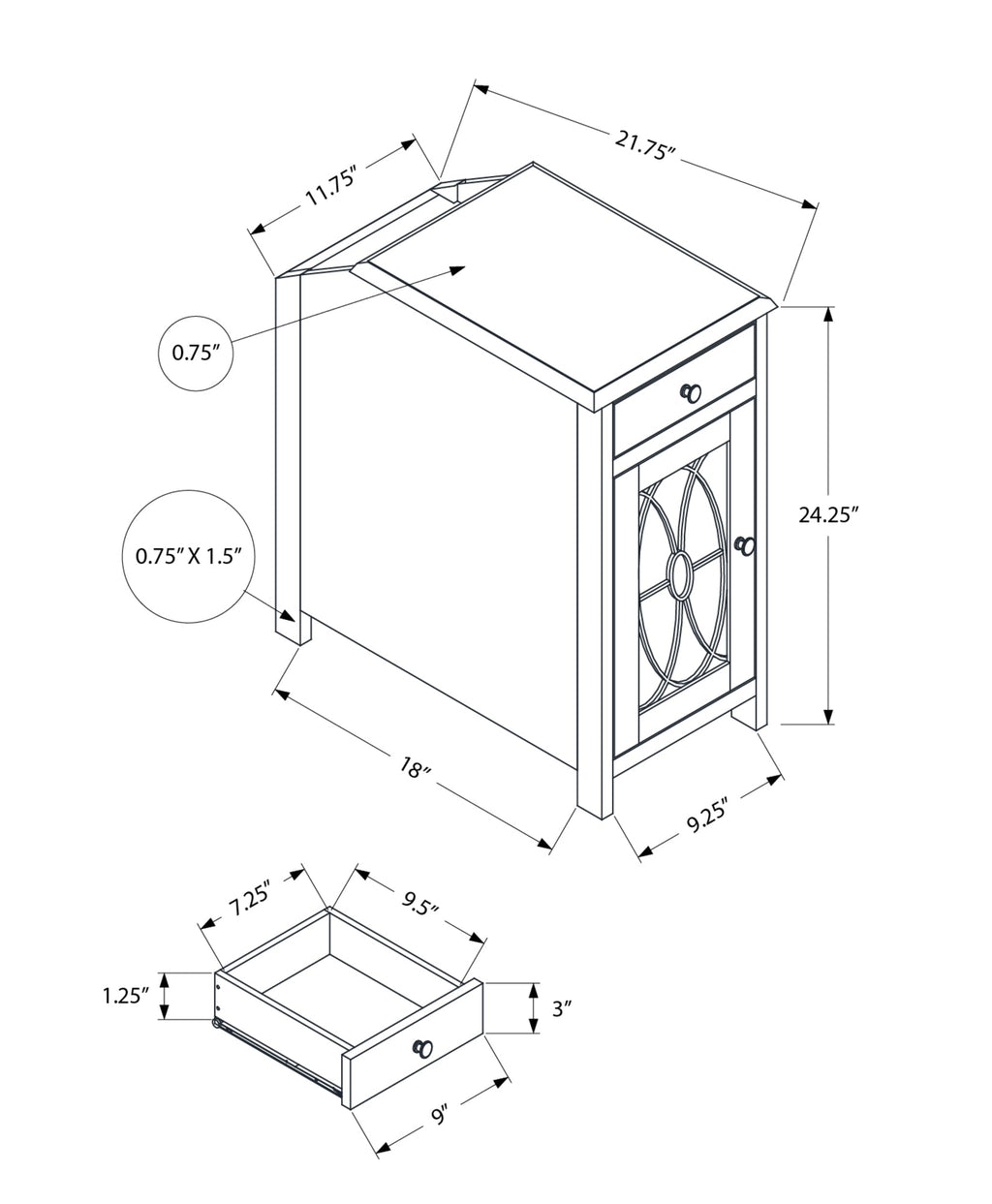 Accent Table with Storage Drawer