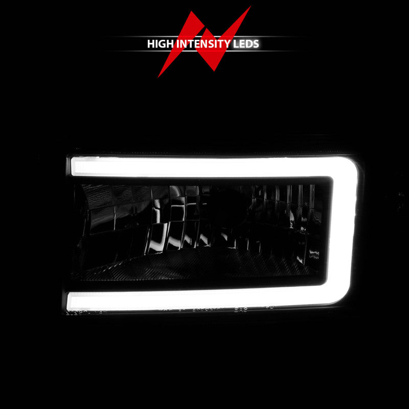 ANZO 94-02 Dodge RAM Crystal Headlight - w/ Light Bar Black Housing 111554
