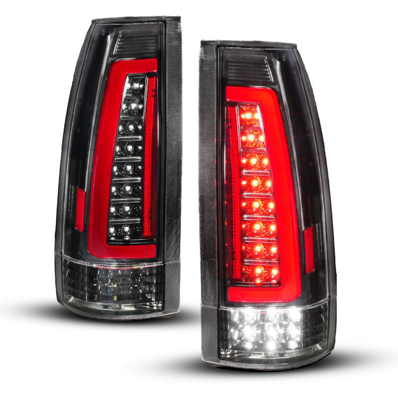 ANZO 88-99 Chevy/GMC C/K1500/2500/3500 Full LED Light Tube Taillights Black Housing Clear Lens 311485